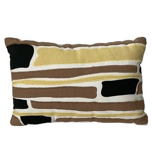 HOME TRENDS Accent Pillow Appliqué Gold Brown White Black Shell 100% Cot…